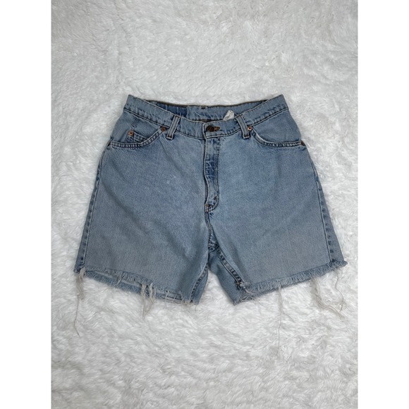 Vintage Levis 950 Relaxed Fit Denim Mom Shorts Light Wash Frayed Hem‎ 11JR